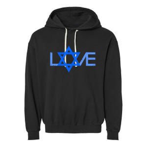 I Love Israel Jewish Star Of David Gift For Jew Friend Garment-Dyed Fleece Hoodie