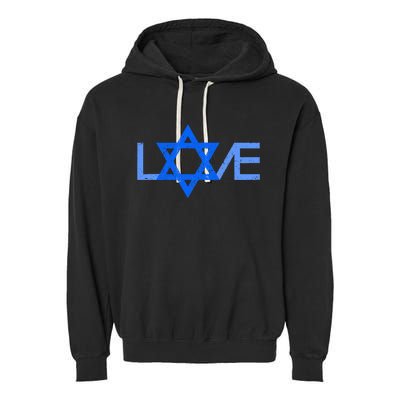 I Love Israel Jewish Star Of David Gift For Jew Friend Garment-Dyed Fleece Hoodie