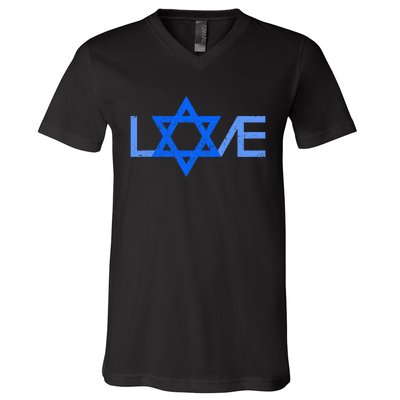 I Love Israel Jewish Star Of David Gift For Jew Friend V-Neck T-Shirt