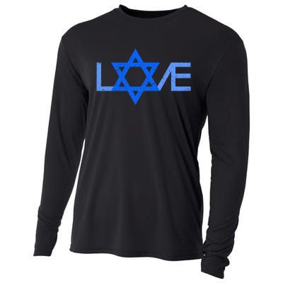 I Love Israel Jewish Star Of David Gift For Jew Friend Cooling Performance Long Sleeve Crew