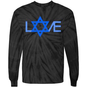 I Love Israel Jewish Star Of David Gift For Jew Friend Tie-Dye Long Sleeve Shirt