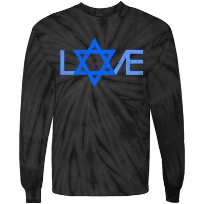 I Love Israel Jewish Star Of David Gift For Jew Friend Tie-Dye Long Sleeve Shirt