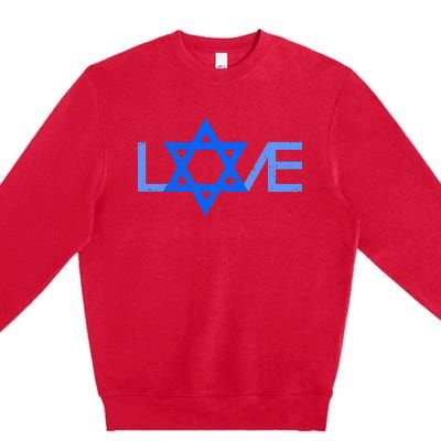 I Love Israel Jewish Star Of David Gift For Jew Friend Premium Crewneck Sweatshirt