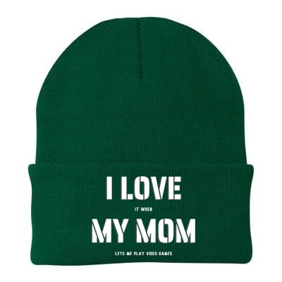 I Love It When My Mom Lets Me Play Video Games Funny Gamer Knit Cap Winter Beanie