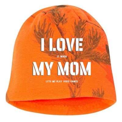 I Love It When My Mom Lets Me Play Video Games Funny Gamer Kati - Camo Knit Beanie