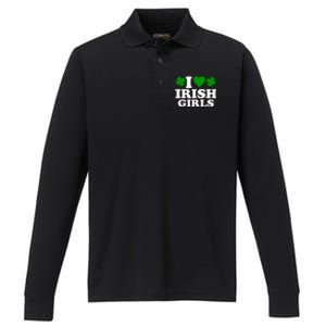 I Love Irish Patrick's Day Performance Long Sleeve Polo