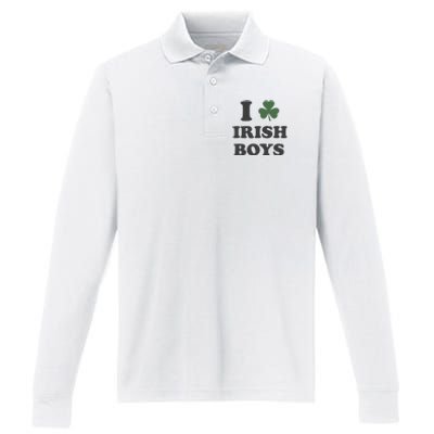 I Love Irish Boy St Patricks Day Performance Long Sleeve Polo