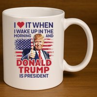 I Love It When I Wake Up And Trump Is President Funny Trump 11oz C Handle Ceramic Mug