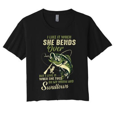 I Like It When She Bends Over But I Love It Women's Crop Top Tee