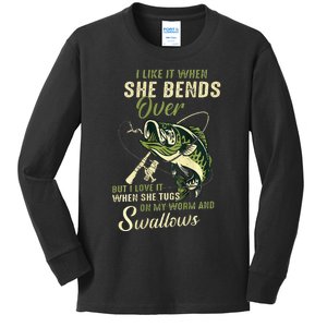 I Like It When She Bends Over But I Love It Kids Long Sleeve Shirt