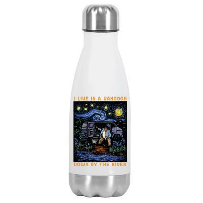 I Live In A Vangogh Downby The River Stainless Steel Insulated Water Bottle