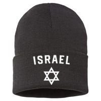 I Love Israel Minimalist Israeli Flag Sustainable Knit Beanie