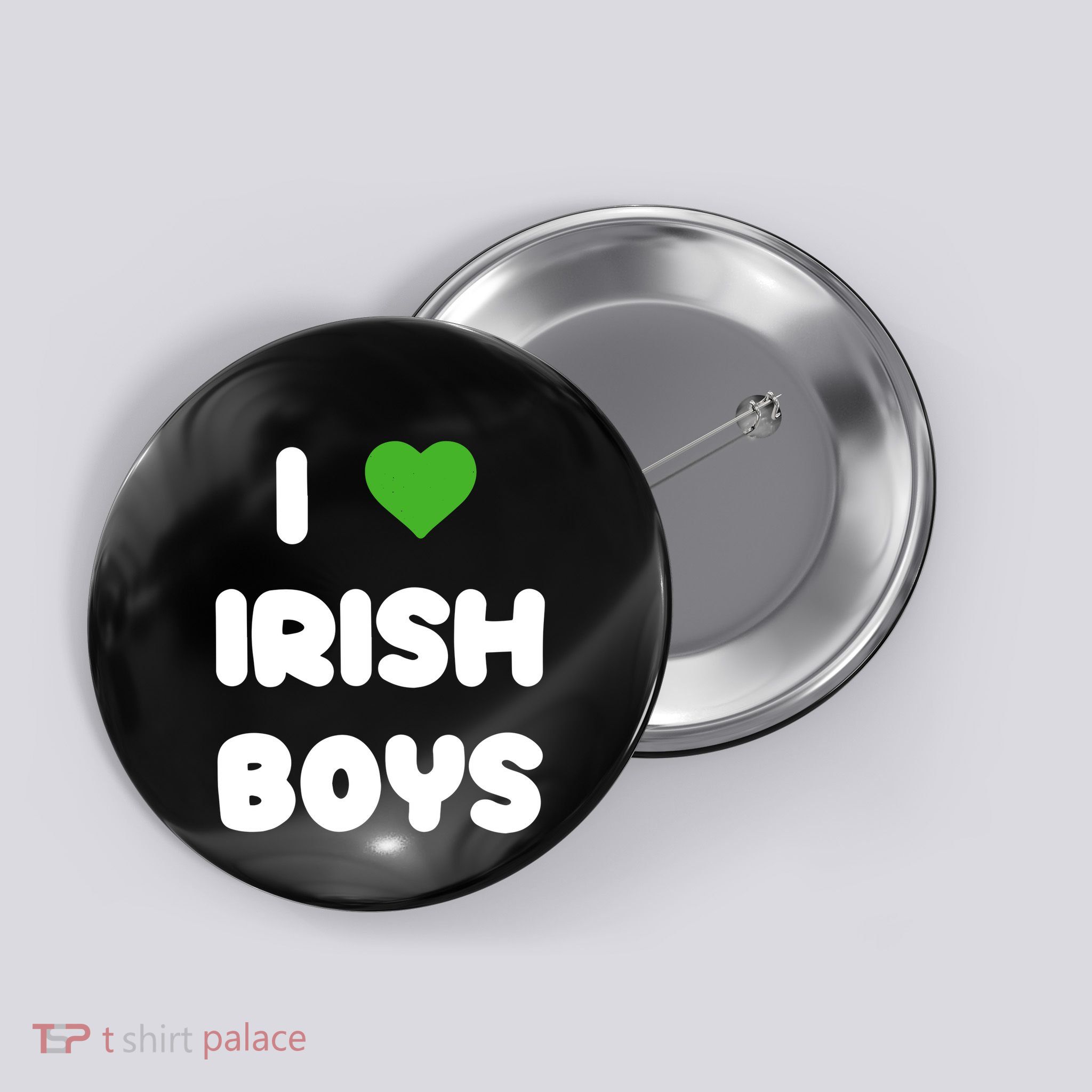 I Love Irish Funny St Patricks Day Heart Shamrock Button