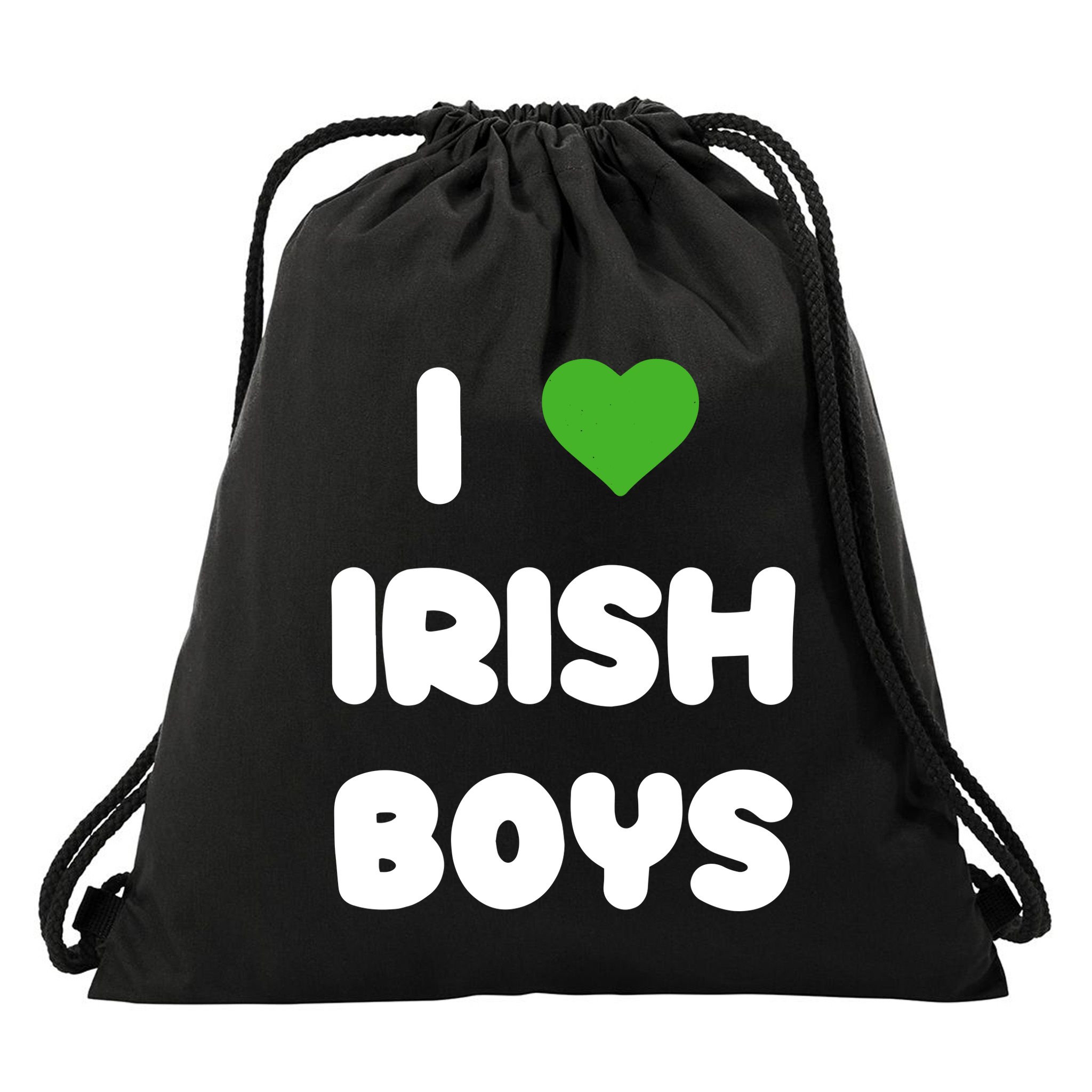 I Love Irish Funny St Patricks Day Heart Shamrock Drawstring Bag