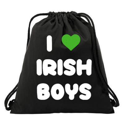 I Love Irish Funny St Patricks Day Heart Shamrock Drawstring Bag