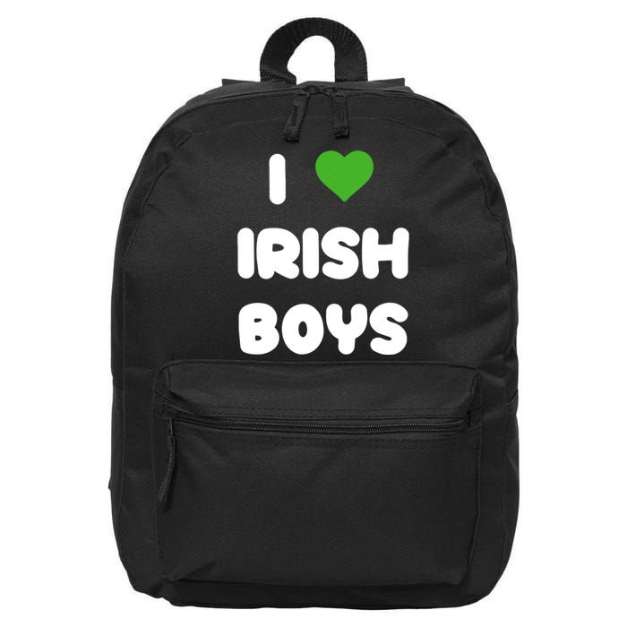 I Love Irish Funny St Patricks Day Heart Shamrock 16 in Basic Backpack