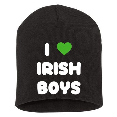 I Love Irish Funny St Patricks Day Heart Shamrock Short Acrylic Beanie