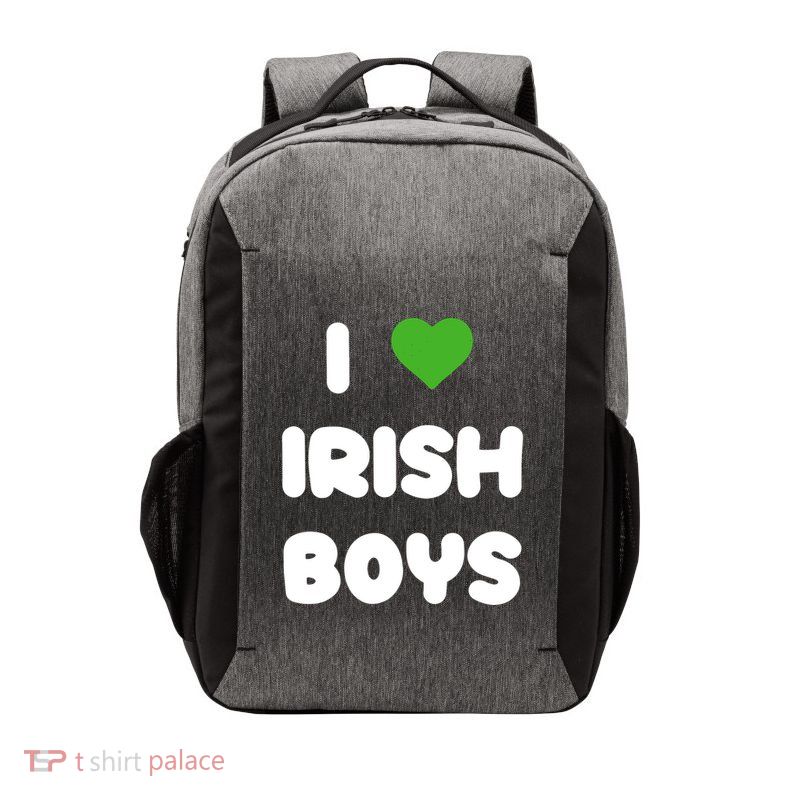 I Love Irish Funny St Patricks Day Heart Shamrock Vector Backpack