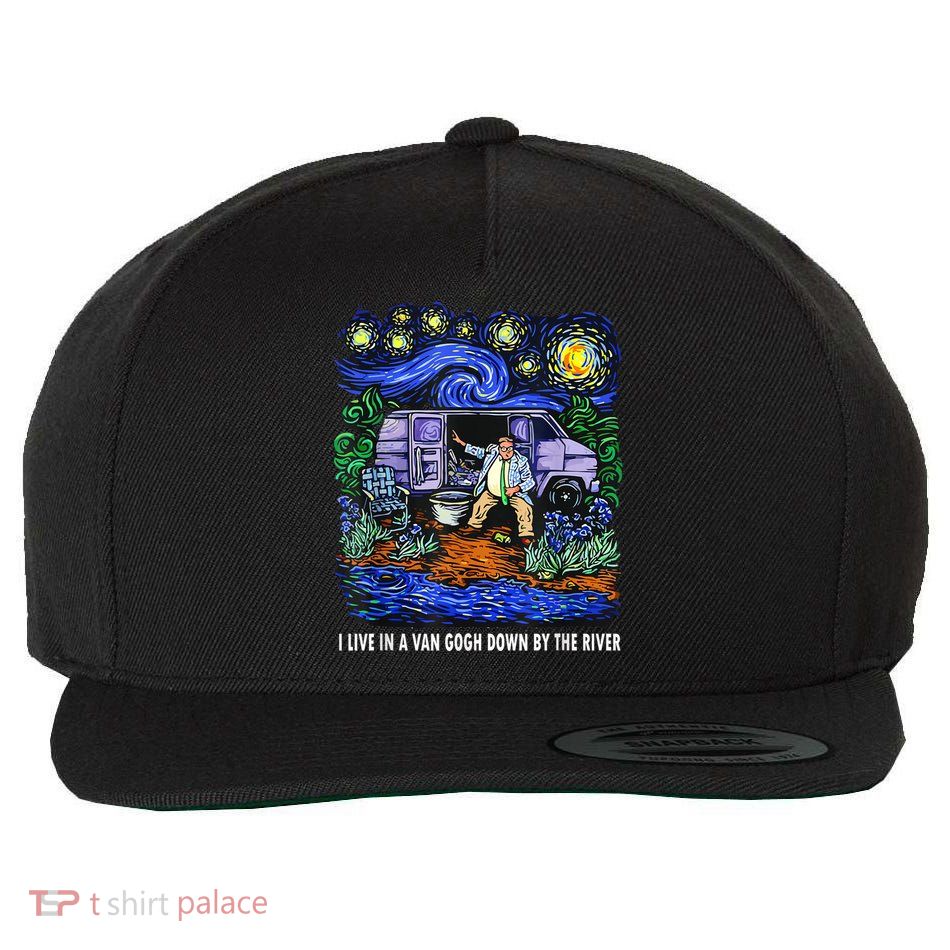I Live In A Van Down By The River Graphic Tee Funny Art Wool Snapback Cap