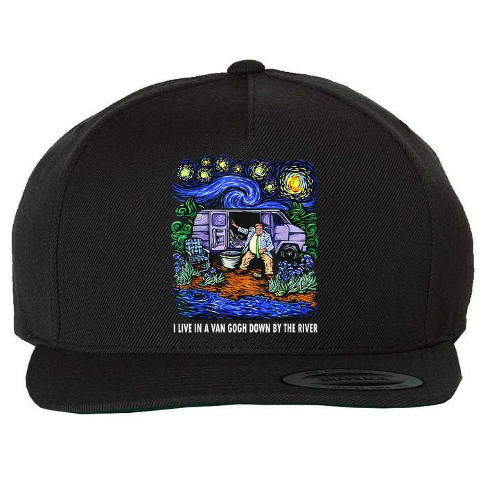 I Live In A Van Down By The River Graphic Tee Funny Art Wool Snapback Cap