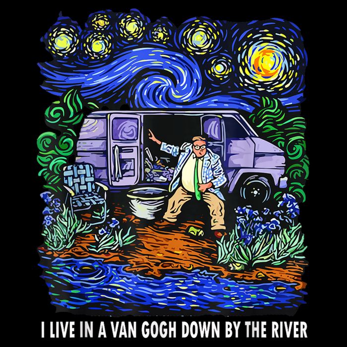 I Live In A Van Down By The River Graphic Tee Funny Art Wool Snapback Cap