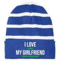 I Love It When My Friend Lets Me Play Video Games Meaningful Gift Striped Beanie with Solid Band