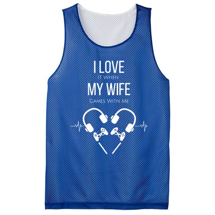 I Love It When My Wife Games With Me Couples Gamer Gift Mesh Reversible Basketball Jersey Tank