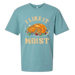 I Like It Moist Funny Thanksgiving Turkey Leg Day Sueded Cloud Jersey T-Shirt