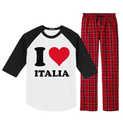 I Love Italia Italian Pride Design Raglan Sleeve Pajama Set