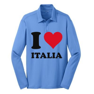 I Love Italia Italian Pride Design Silk Touch Performance Long Sleeve Polo