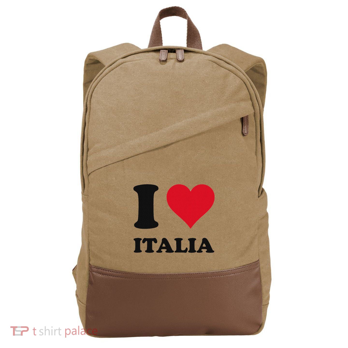 I Love Italia Italian Pride Design Cotton Canvas Backpack