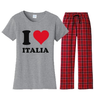 I Love Italia Italian Pride Design Women's Flannel Pajama Set