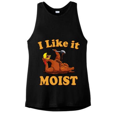 I LIKE IT MOIST Funny Thanksgiving Foods Family Group Set Ladies PosiCharge Tri-Blend Wicking Tank