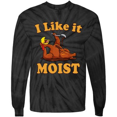 I LIKE IT MOIST Funny Thanksgiving Foods Family Group Set Tie-Dye Long Sleeve Shirt