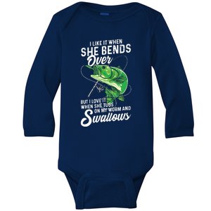 I Like It When She Bends Over Fishing Gifts For Men Baby Long Sleeve Bodysuit