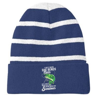 I Like It When She Bends Over Fishing Gifts For Men Striped Beanie with Solid Band