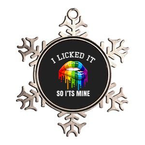 I Licked It So Its Mine Proud Lesbian Rainbow Flag LGBT Metallic Star Ornament