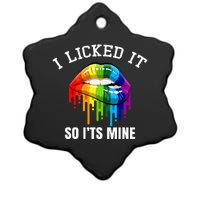 I Licked It So Its Mine Proud Lesbian Rainbow Flag LGBT Ceramic Star Ornament