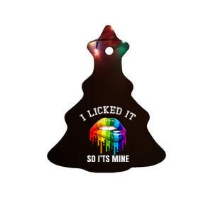 I Licked It So Its Mine Proud Lesbian Rainbow Flag LGBT Ceramic Tree Ornament