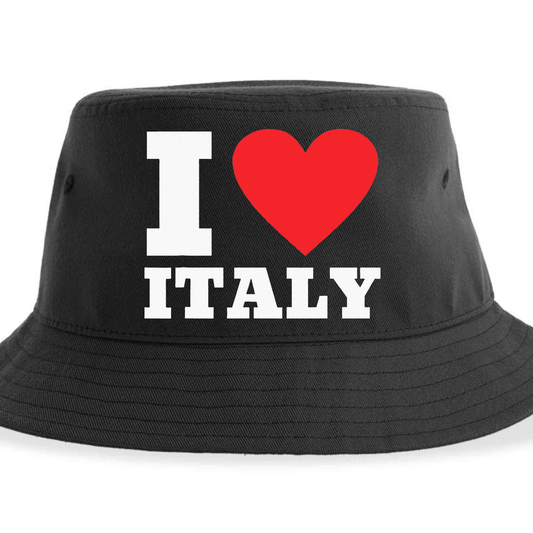 I Love Italy I Heart Italy Family Travel Italy Flag Sustainable Bucket Hat
