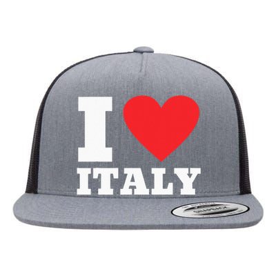 I Love Italy I Heart Italy Family Travel Italy Flag Flat Bill Trucker Hat