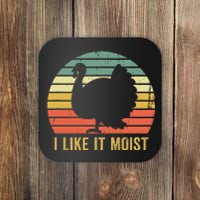 I Like It Moist Funny Thanksgiving Turkey Trot Vintage Coaster