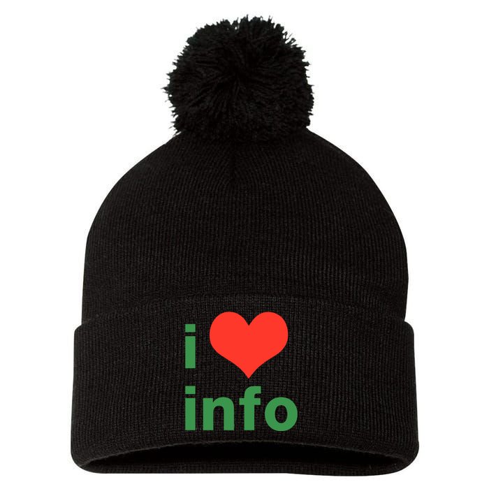 I Love Info Pom Pom 12in Knit Beanie