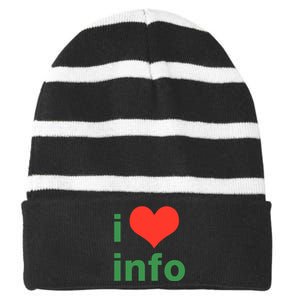 I Love Info Striped Beanie with Solid Band