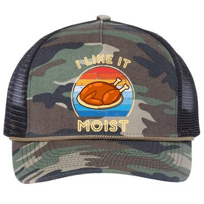 I Like It Moist Funny Thanksgiving Costume Turkey Leg Day Retro Rope Trucker Hat Cap