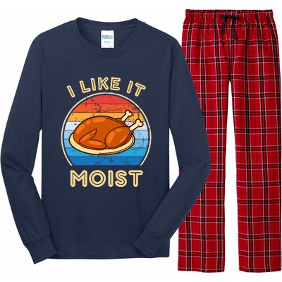 I Like It Moist Funny Thanksgiving Costume Turkey Leg Day Long Sleeve Pajama Set