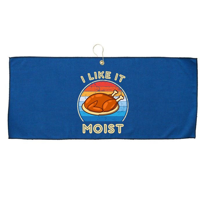 I Like It Moist Funny Thanksgiving Costume Turkey Leg Day Large Microfiber Waffle Golf Towel