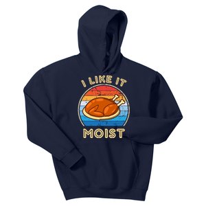 I Like It Moist Funny Thanksgiving Costume Turkey Leg Day Kids Hoodie