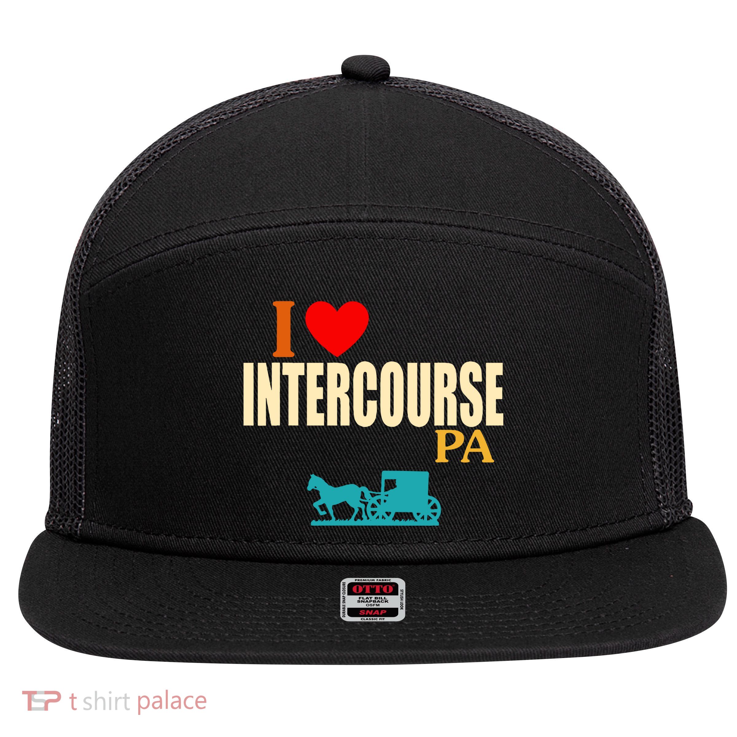 I Love Intercourse Funny Pa 7 Panel Mesh Trucker Snapback Hat