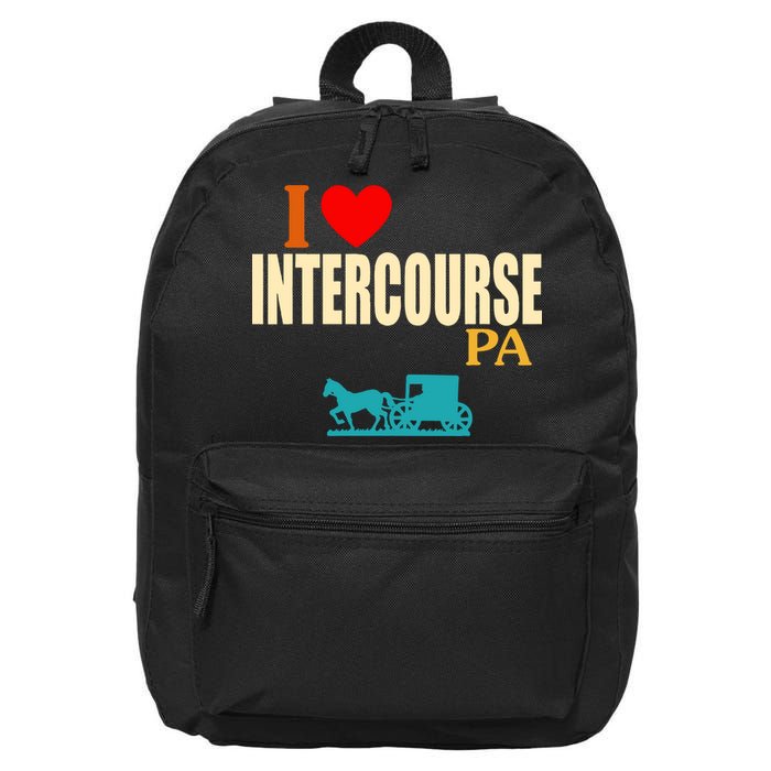 I Love Intercourse Funny Pa 16 in Basic Backpack
